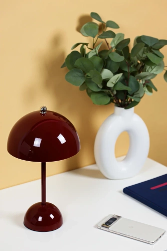Stilvolle Tischlampe | Kabellose Nachtlichtlampe mit drei Leuchtfarben | HJA27-1-ROT
