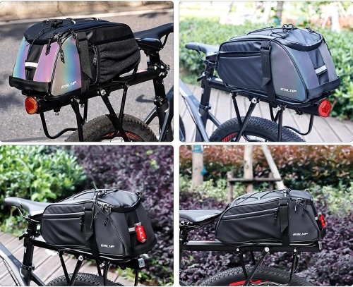 3in1 Fahrradtasche für den Kofferraum 8L | Wasserdichte Tasche mit Reflektoren | Geräumige Hinterradtasche für den Kofferraum | FGTB-02