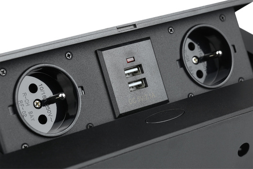 Doppelsteckdose mit Erdung + 2x USB versenkbar in der Arbeitsplatte | JX-S267K