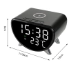 Smarter LED-Wecker mit 15-W-Qi-Ladegerät, Thermometer und 3 Alarmen | USB-Uhr fürs Schlafzimmer | SZ07-15W-BR