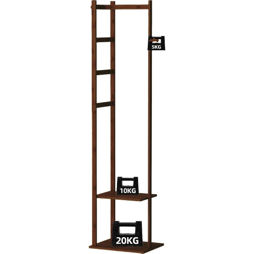 Garderobenständer mit Ablagen | dunkel bambus | BYY-505-RW