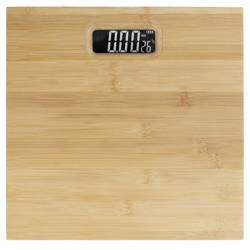 Badezimmerwaage aus natürlichem Bambus mit Thermometer | LED-Display | HD-2009
