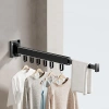 Klappbarer Kleiderständer | Faltbarer Wäscheständer | Wandstange mit Haken | LYJ-S30-SCHWARZ