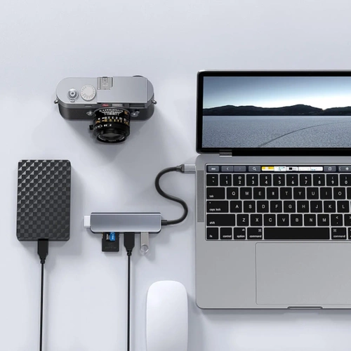 USB-C Hub mit 3x USB + SD + TF Kartenleser | Typ C 5-in-1 Adapter, Splitter | HUB