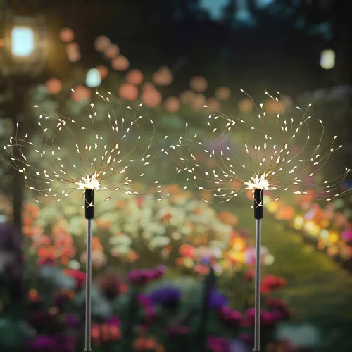 Solar-Gartenlaterne LED-Feuerwerk | 84cm, 600mAh, 200 LED-Lichter | LFW-B200-Warm