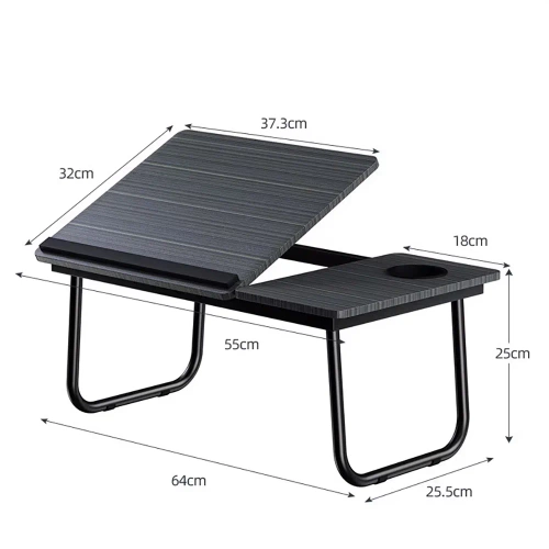 Klappbarer Laptoptisch mit verstellbarem Neigungswinkel | Funktionstisch mit Zusatzplatte | Mobiler Bettständer | LFD-5532-BK