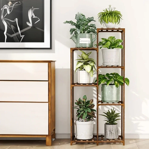 Holz Blumenständer für Töpfe | Pflanzenständer | Blumenregal | NZ238-BAMBOO