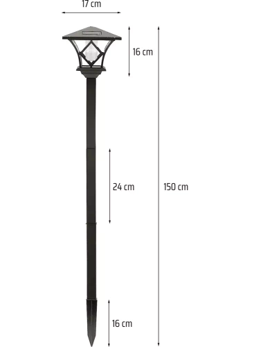 Gartenlaterne, Säule, Solarlampe | 150cm, 600mAh | Solarlampe - Gartenlaterne TYD-H1.5M