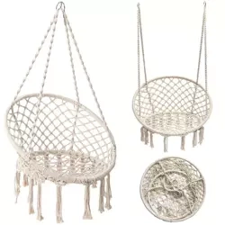 Hängesessel, brasilianischer Stuhl, Korb, Schaukel, Hängematte | bis 120 kg | DY-A003-WHITE