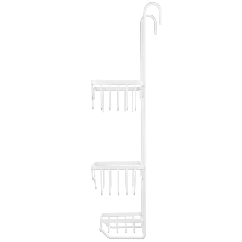 Metallregal fürs Badezimmer | Weiße Duschablage für die Glastür der Duschkabine | MJ2568-WHITE