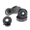 4K HD Objektiv, Linse, Aufsatz für Handy | 2-in-1 Makro 15x + Weitwinkel | Clip, Hülle, Tuch | DT-020