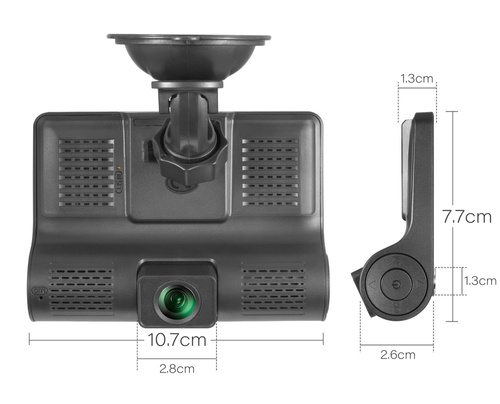 Video-Recorder, Autokamera | 3 Kameras - Vorderseite, Rückseite, Innenraum | FullHD 1296p | Bildschirm 4" | PZ-E9