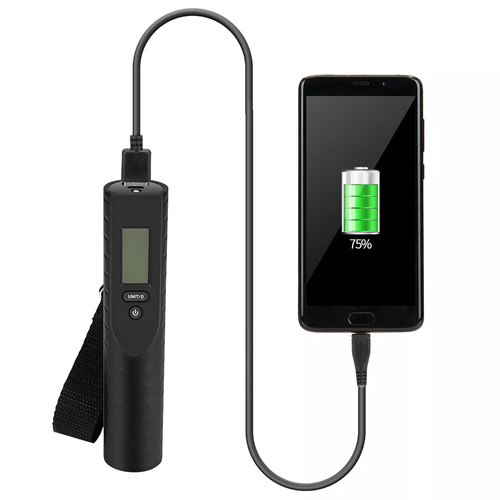 Elektronische Gepäckwaage | Powerbank 3000mAh, Taschenlampe, Thermometer | bis 50kg ±10g | OSC-38