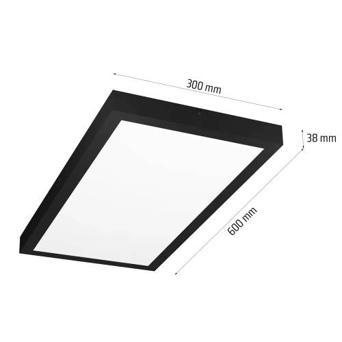 LED-Deckenpanel | Aufputz-Plafond 60x30cm | 30W, 2850lm | Schwarz