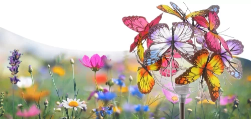 Solarblume | Solar-LED-Gartenlaterne Schmetterlinge | 65 cm, 600mAh | FLD-09-C