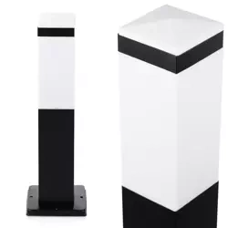 Gartenleuchte stehend, quadratische Säule für E27-Leuchtmittel | 45 cm, 230 V, Edelstahl | schwarz matt | LLF-45CM