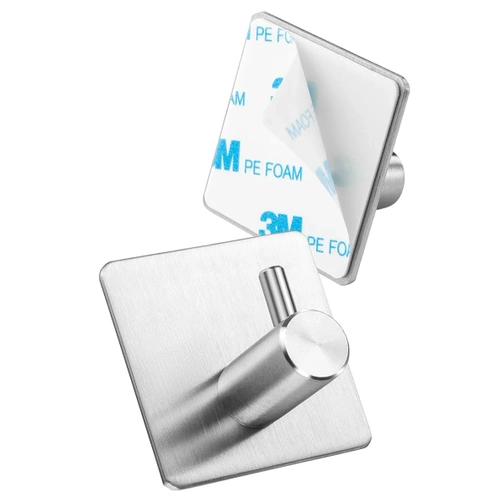 Silberner Kleiderhaken für Kleidung, Handtücher, Geschirrtücher | Selbstklebende Halterung für Küchenutensilien | BXG-4PCS-SILVER