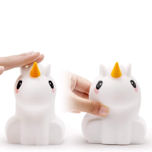  Silikon LED Nachtlicht Einhorn | Tragbare Kinderlampe 9 Lichtfarben | USB wiederaufladbare Lampe | JL-219