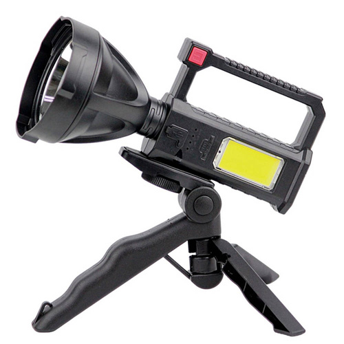 Multifunktions-LED-Taschenlampe mit Suchscheinwerfer, integriertem Akku und universellem Ständer | 1000lm, 4 Leuchtmodi, bis zu 8 Stunden | TL-832-SCHWARZ