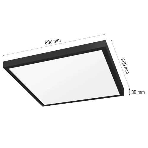 LED-Deckenpanel | Aufputz-Plafond 60x60cm | 60W, 5760lm | Schwarz