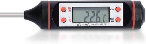 Digitales Küchenthermometer | Thermometer mit Sonde | Gerät zur Überprüfung der Temperatur von Speisen | TP-101-SCHWARZ
