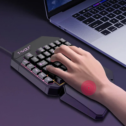Gaming-Einhandtastatur mit LED-Hintergrundbeleuchtung, Keypad | T19