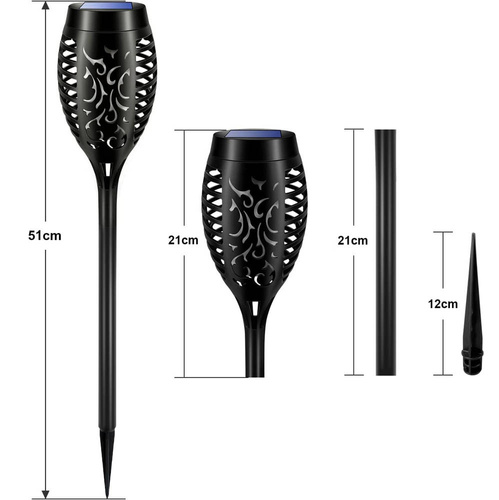 LED-Gartenleuchte Solar Fackel | 51 cm | 12 SMD 2835 | 6 Stück | HYD-12LED