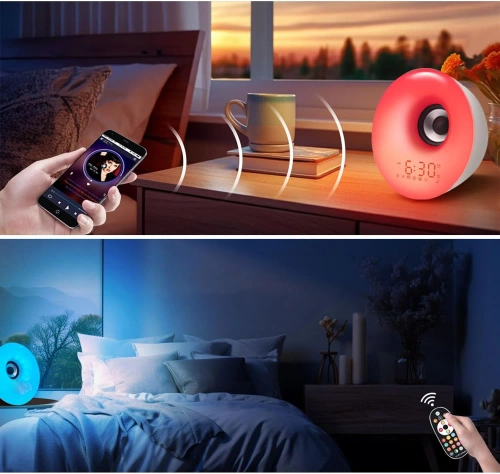 Wecker mit LED-Lampe | Nachtlicht mit Sonnenaufgangssimulation | Radiowecker | MCAC-01