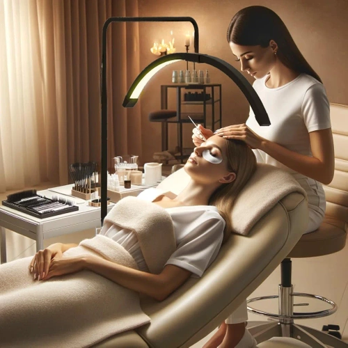 LED-Standleuchte für Tattoo-Studios, Kosmetikstudios, Wimpern- und Nagelstyling | schattenfrei | EPT-135-pink