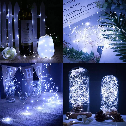 Solar-Girlande, Gartenleuchte zum Einstecken | 100 LED-Lichter, 10m | kaltweiß | FLD-100LED-WC