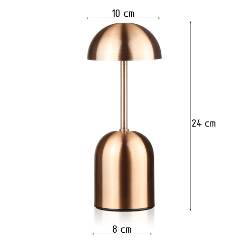 Kabellose Nachtlampe mit eingebautem 2000 mAh Akku | Moderne Tischlampe mit einstellbarer Leistung und Lichtfarbe | YG-D019-Kupfer