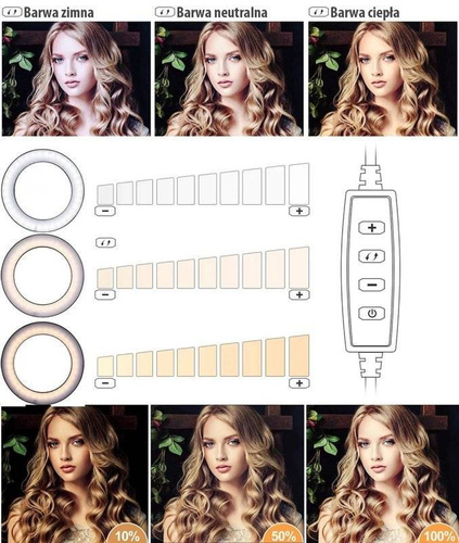 LED-Ringlicht 4in1 | 260 mm | höhenverstellbares Stativ 210 cm | Netzladegerät WA-001 | Bluetooth-Fernbedienung iOS / Android | SENY 260T