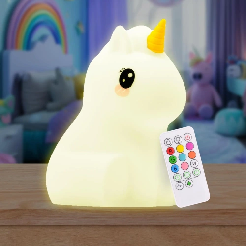  Silikon LED Nachtlicht Einhorn | Tragbare Kinderlampe 9 Lichtfarben | USB wiederaufladbare Lampe | JL-219
