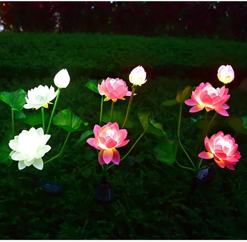 Solarblume | Solar-LED-Gartenlaterne Lotus, Seerose | 72 cm, 600 mAh | FLD-25-PINK