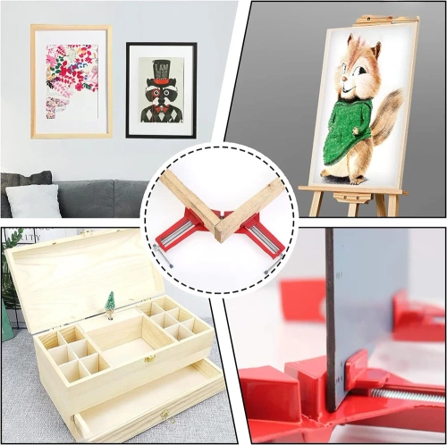 Winkel-Schraubzwinge für Holzarbeiten | für Eckmontage | Modell AZ-C90-RED