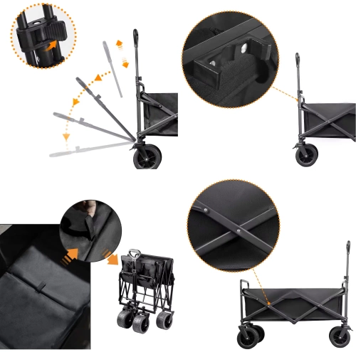 Faltbarer Reisewagen | Großer Transportwagen 100kg | Strandwagen 120L | CP01-80