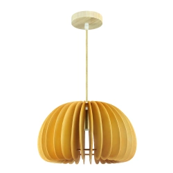 Holz Pendelleuchte im Boho-Stil | Deckenleuchte für E27 | Dekorativer Lampenschirm aus Holz | skandinavisches Design | YG-XD004-WOOD