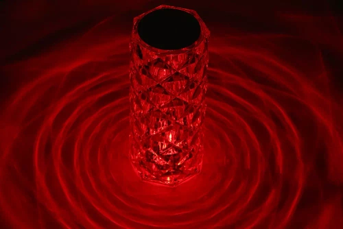 LED-Tischleuchte Kristalloptik | Rosenmuster, 16 RGB-Farben, Touchpanel, Fernbedienung, USB-C-Kabel, 2.000 mAh Akku | RPL-C16-RGB