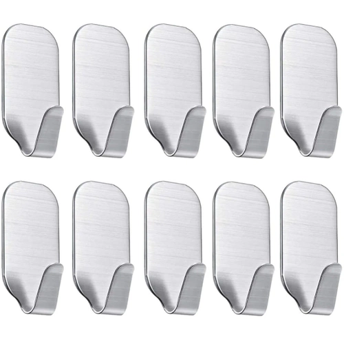 Möbelhaken | Edelstahl-Badezimmergriff | Selbstklebender Haken für Handtücher, Geschirrtücher, Küchenaccessoires | BXV-10PCS-SILBER