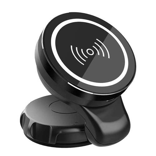 Kfz-Magnet-Halterung mit Induktionsladegerät | Qi, MagSafe, 15 W | für Windschutzscheibe oder Armaturenbrett | WH-69