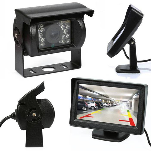Rückfahrkamera-Set | 18 IR, 12-24 V, mit 4,3" LCD TFT Monitor auf Standfuß | PZ703 PZ470