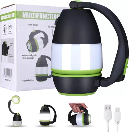 Multifunktionale LED Campinglampe, Taschenlampe mit Powerbank-Funktion | 3 Beleuchtungsmodi, 1500mAh | HWL-005