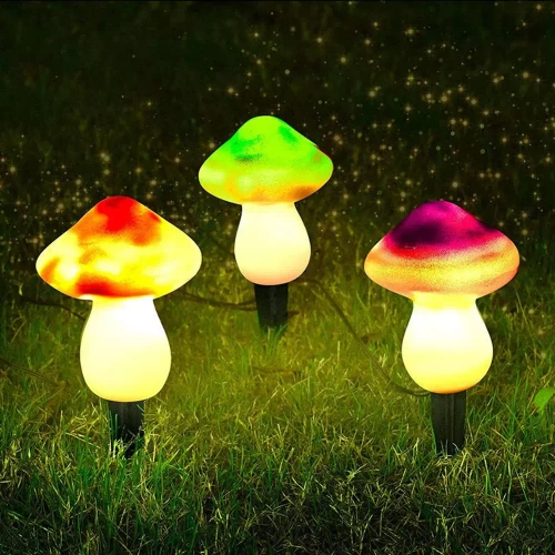 Garten Solar-LED-Lampe Pilze 3 Stück | 22 cm, 600 mAh | FLD-19-W