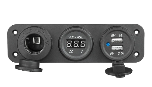 Kfz-Schaltpanel 3-in-1 | 12 V / 24 V | Steuerpanel mit Schaltern 12 V | USB-Zigarettenanzünder-Verteiler | Voltmeter