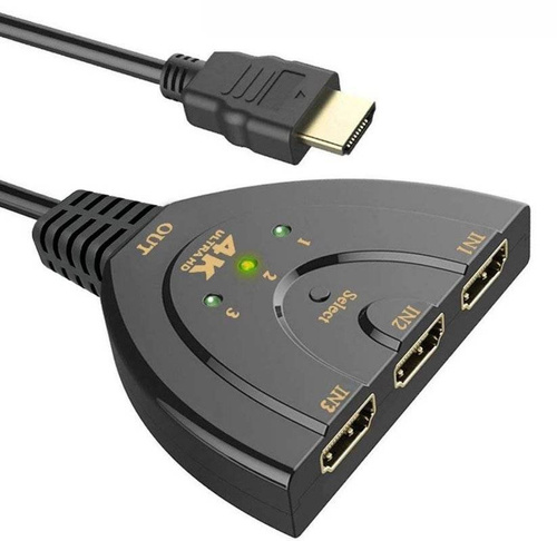 HDMI-Splitter 4K 3D | 3 Eingangsanschlüsse | HDMI-Kabel 0,5M | HPS-3P
