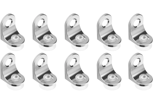 Regalhalterung | Glasregalstützen | Set mit 10 Stück Regalstützen | FB-A15-SILVER
