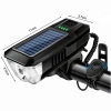  Solar-Fahrradlicht mit leistungsstarker 350lm LED, 120dB Hupe und USB/Solar-Aufladung | Fahrradlichter mit Hupe | QX-LY-17