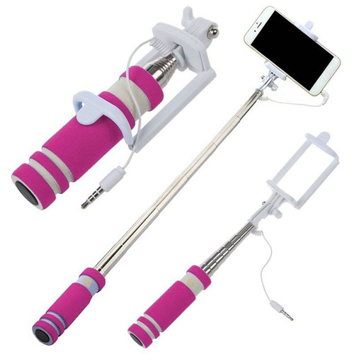 Selfie-Stick teleskopisch für Smartphone mit 3,5 mm Klinkenkabel zur Fernauslösung des Auslösers | Z-08