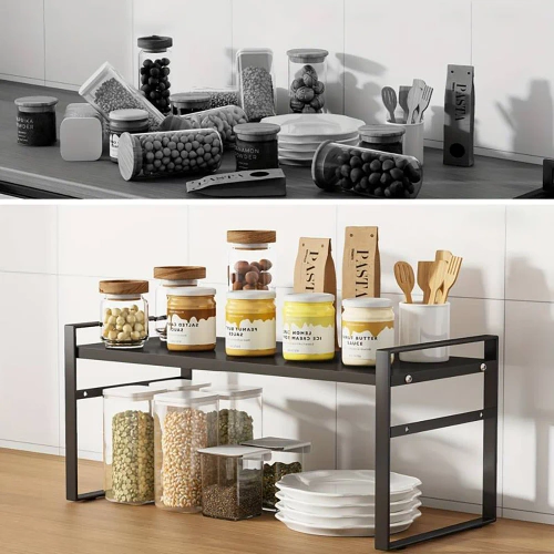 Badezimmer-Kosmetikregal | Metallständer für die Küche | Gewürzständer | Freistehendes Regal | MSK-L30CM-B