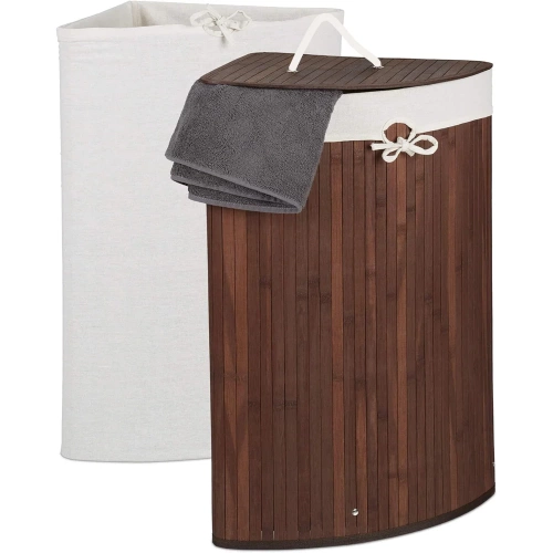 Wäschekorb | 60 l | bambus, holz, einteilig, eckig | AYL-60L-DABR